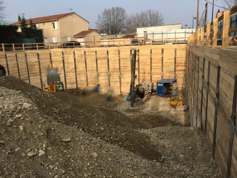Travaux spéciaux : Réalisation paroi Berlinoise 3 niveaux sous sol à Meyzieu (69)