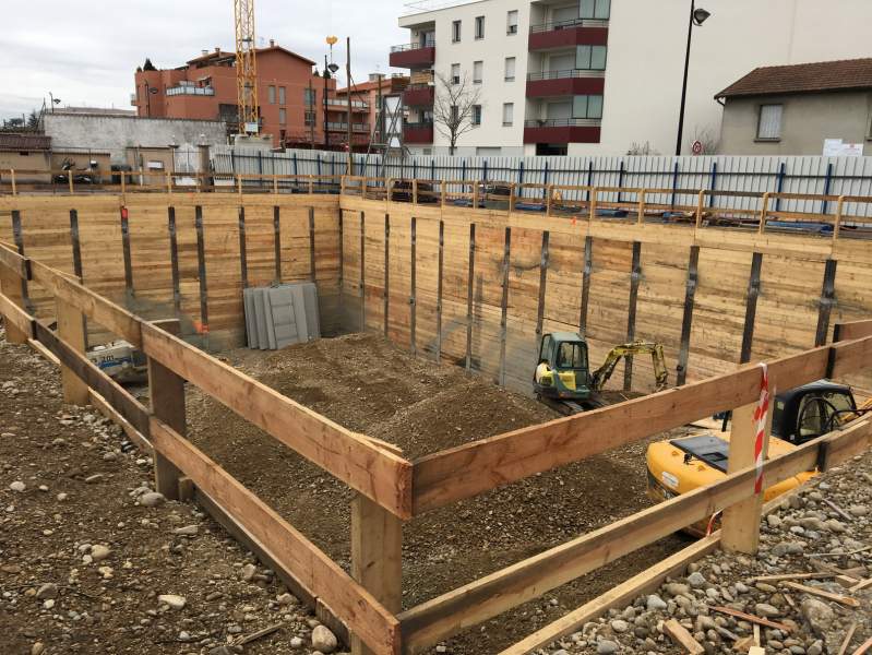 Travaux spéciaux : Réalisation paroi Berlinoise 3 niveaux sous sol à Meyzieu (69)